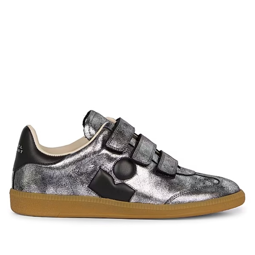 Isabel Marant Festive Classic Beth Leather Sneaker Silver/Black 37EU New in Box